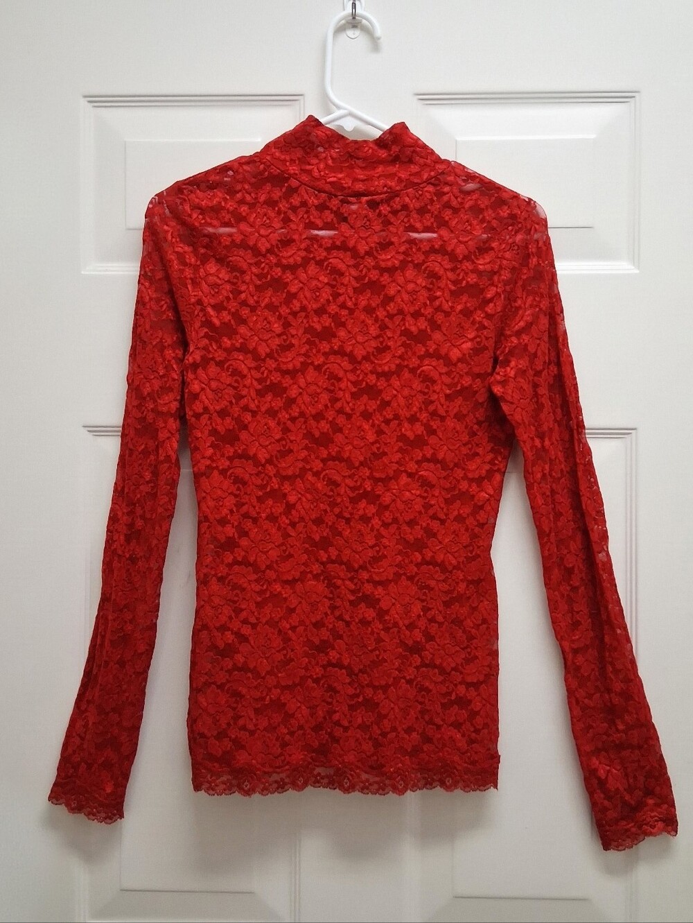 VTG Y2K Moda International Floral Lace Top Sheer Red Small Whimsigoth Fairy 90s